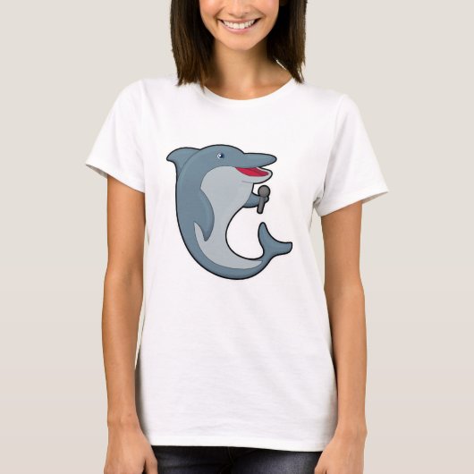 Dolphin in Singing met Microfoon T-shirt (Voorkant)