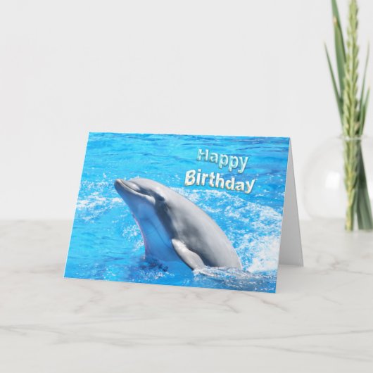 Dolphin in Water Happy Birthday Kaart (Voorkant)