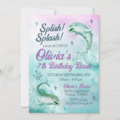 Dolphin Invitation, Dolphin Birthday Invitation Kaart (Voorkant)
