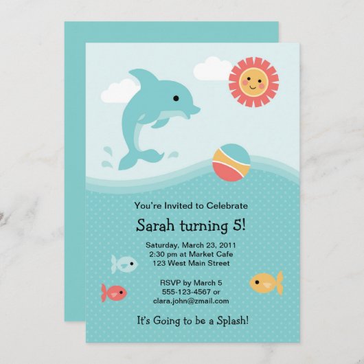 Dolphin Invitation Kaart (Voorkant / Achterkant)