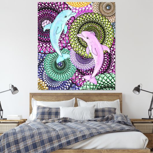 Dolphin Joy Canvas Afdruk (Insitu (Slaapkamer))