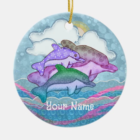 Dolphin Joy Keramisch Ornament (Voorkant)
