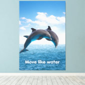 Dolphin Jump Ocean Wall Art Summer Splash Poster Canvas Afdruk (Insitu (Houten vloer))