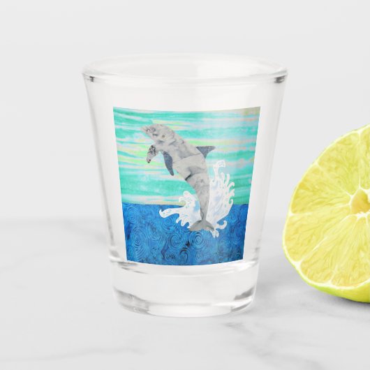 Dolphin Jumping Ocean Splashing Beach Lover Shot Glas (Voorkant)