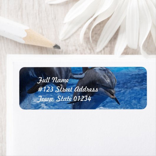 Dolphin Jumping Verzendlabels Etiket (Insitu)