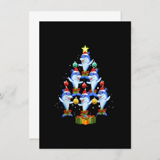 Dolphin kerstboomversiering Santa Funny Xmas Kaart (Voorkant / Achterkant)