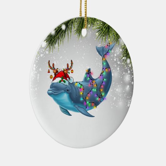 Dolphin-kerstcadeaus voor Kind met Dolphin Lover Keramisch Ornament (Rechts)