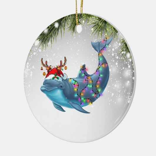 Dolphin-kerstcadeaus voor Kind met Dolphin Lover Keramisch Ornament (Links)