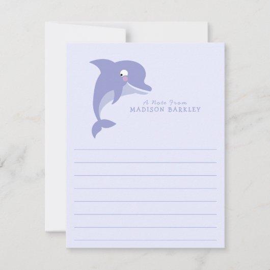 Dolphin Kind Cute Flat Briefpapier Kaarten (Voorkant)
