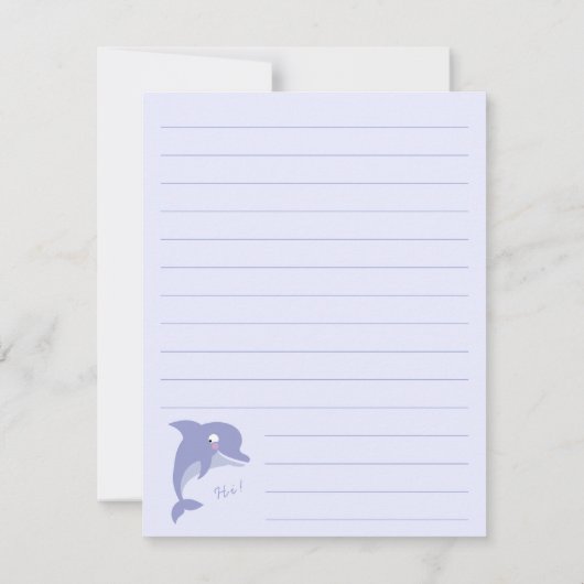 Dolphin Kind Cute Flat Briefpapier Kaarten (Achterkant)