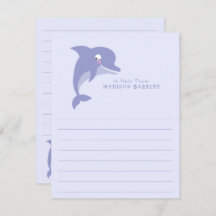 Dolphin Kind Cute Flat Briefpapier Kaarten