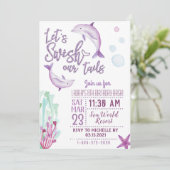 Dolphin Laten we de uitnodiging van de verjaardag  (Staand voorkant)