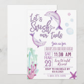 Dolphin Laten we de uitnodiging van de verjaardag  (Voorkant / Achterkant)