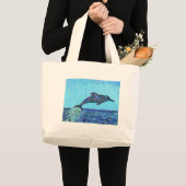 Dolphin leap grote tote bag (Voorkant (product))