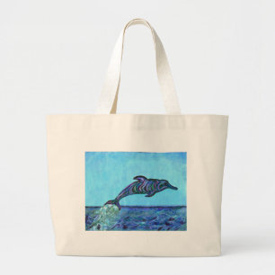 Dolphin leap grote tote bag