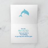 Dolphin Leaping in Ocean Happy Birthday Kaart (Binnen)