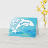 Dolphin Leaping in Ocean Happy Birthday Kaart (Gele Bloem)