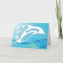Dolphin Leaping in Ocean Happy Birthday