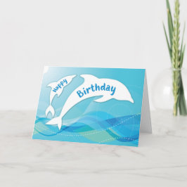 Dolphin Leaping in Ocean Happy Birthday Kaart