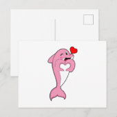 Dolphin Love Heart Briefkaart (Voorkant / Achterkant)