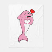 Dolphin Love Heart Fleece Deken (Voorkant)