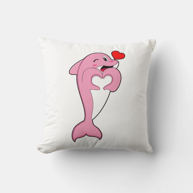 Dolphin Love Heart Kussen (Voorkant)