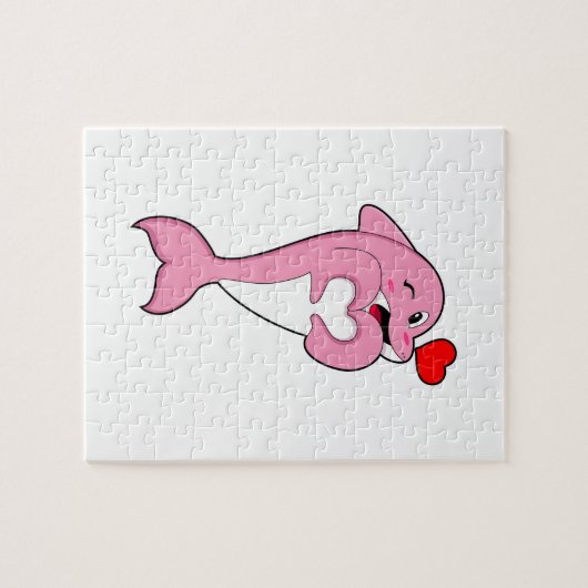 Dolphin Love Heart Legpuzzel (Horizontaal)