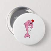 Dolphin Love Heart Ronde Button 7,6 Cm (Voorkant /achterkant)