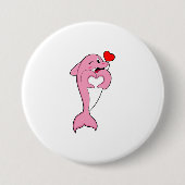 Dolphin Love Heart Ronde Button 7,6 Cm (Voorkant)