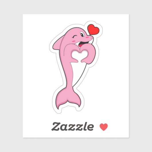 Dolphin Love Heart Sticker (Vel)