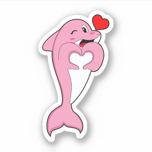 Dolphin Love Heart Sticker (Voorkant)