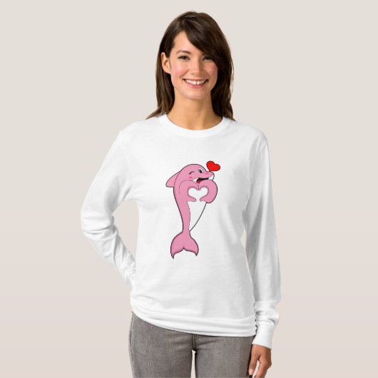 Dolphin Love Heart T-shirt (Voorkant volledig)
