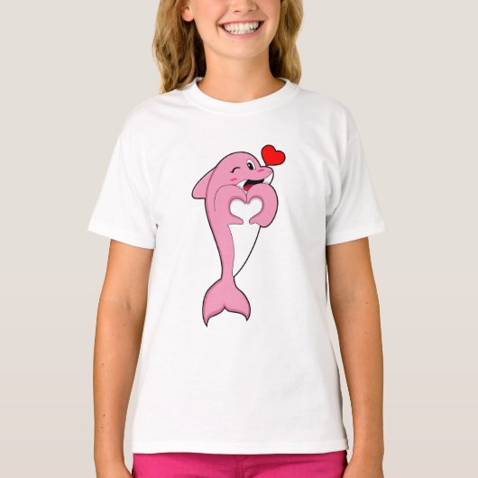 Dolphin Love Heart T-shirt (Voorkant)
