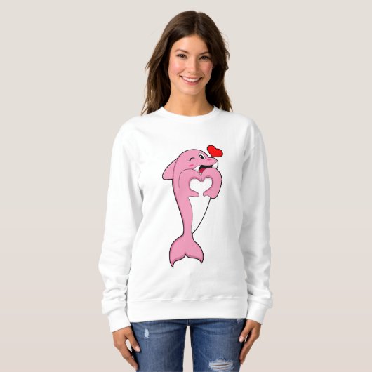 Dolphin Love Heart Trui (Voorkant volledig)