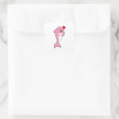 Dolphin Love Heart Vierkante Sticker (Tas)