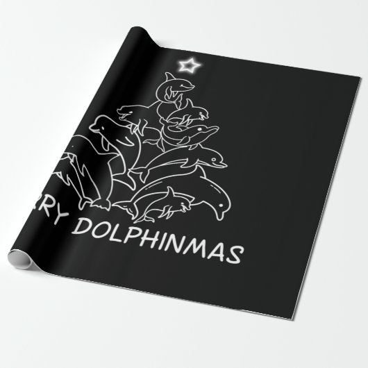 Dolphin Lover Gift | Dolphin Merry Kerstboom Cadeaupapier (Uitgerold)