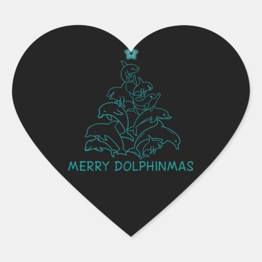 Dolphin Lover Gift | Dolphin Merry Kerstboom Hart Sticker (Voorkant)