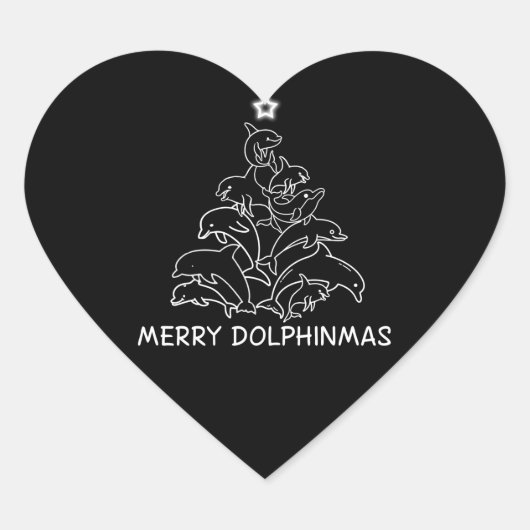 Dolphin Lover Gift | Dolphin Merry Kerstboom Hart Sticker (Voorkant)