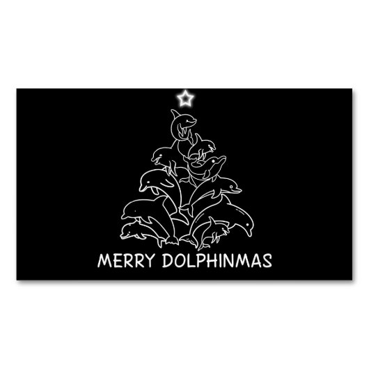 Dolphin Lover Gift | Dolphin Merry Kerstboom Magnetisch Visitekaartje (Voorkant)
