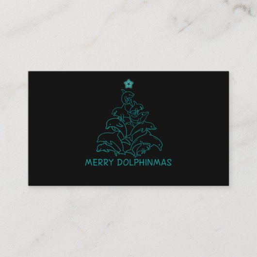 Dolphin Lover Gift | Dolphin Merry Kerstboom Visitekaartje (Voorkant)