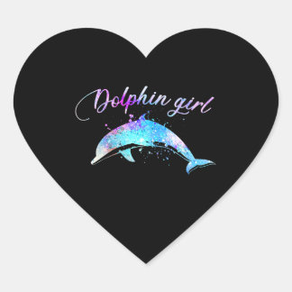 Dolphin Lover Gift | Galaxy Dolphin Girl Hart Sticker