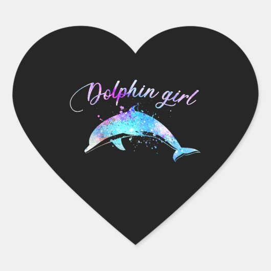 Dolphin Lover Gift | Galaxy Dolphin Girl Hart Sticker (Voorkant)
