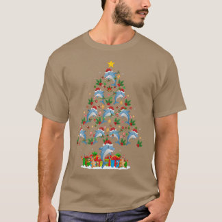 Dolphin Lover Xmas Lighting Santa Dolphin Christma T-shirt