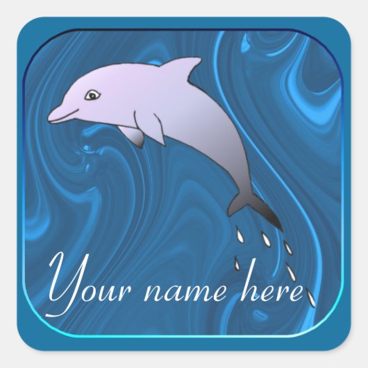 Dolphin Magnet Vierkante Sticker (Voorkant)
