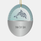 Dolphin Mandala Silver Keramisch Ornament (Rechts)