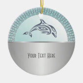 Dolphin Mandala Silver Keramisch Ornament (Voorkant)