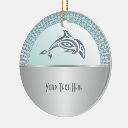 Dolphin Mandala Silver Keramisch Ornament (Links)