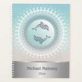 Dolphin Mandala Silver Turquoise Custom Nautical Planner (Voorkant)