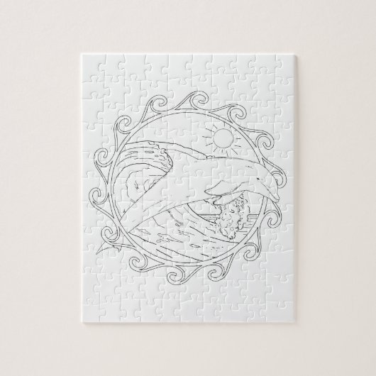 Dolphin Maori Sun kleurpuzzel voor volwassenen Legpuzzel (Verticaal)