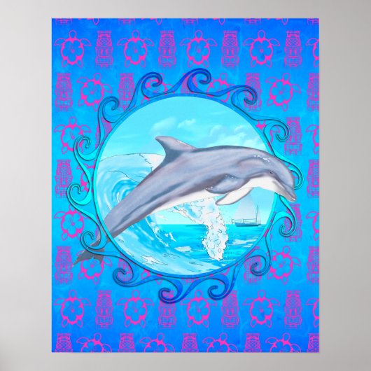 Dolphin Maori Sun Poster (Voorkant)